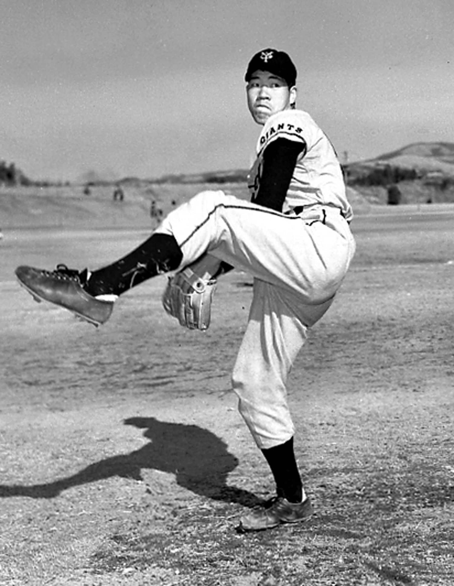 巨人時代の馬場正平（のちのジャイアント馬場は写真をクリックしていくとご覧になれます）©Kyodo News