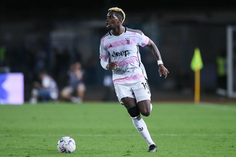 2023-24シーズン、ポグバの数少ないプレーシーン　©Getty Images