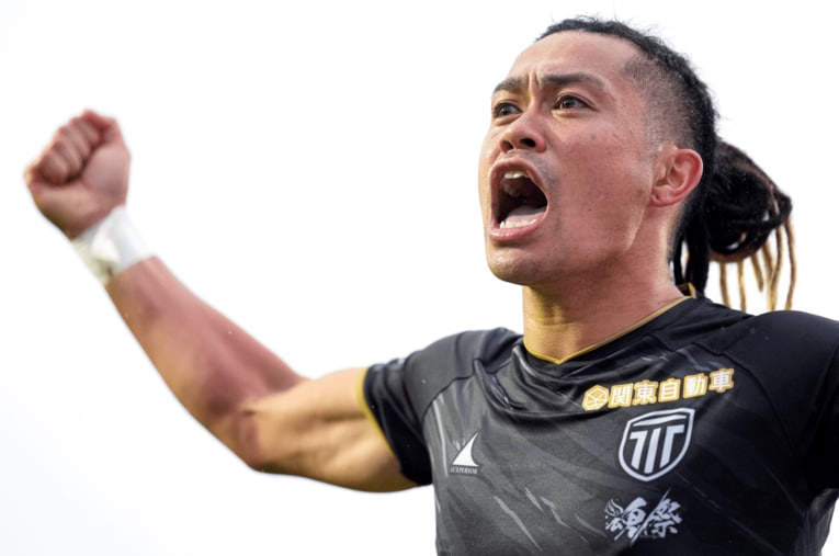 ピッチ内でもネット上でも存在感を放つ田中パウロ淳一。栃木シティの顔を今矢監督はどう見ているのだろうか ／ photograph by Tsutomu Kishimoto