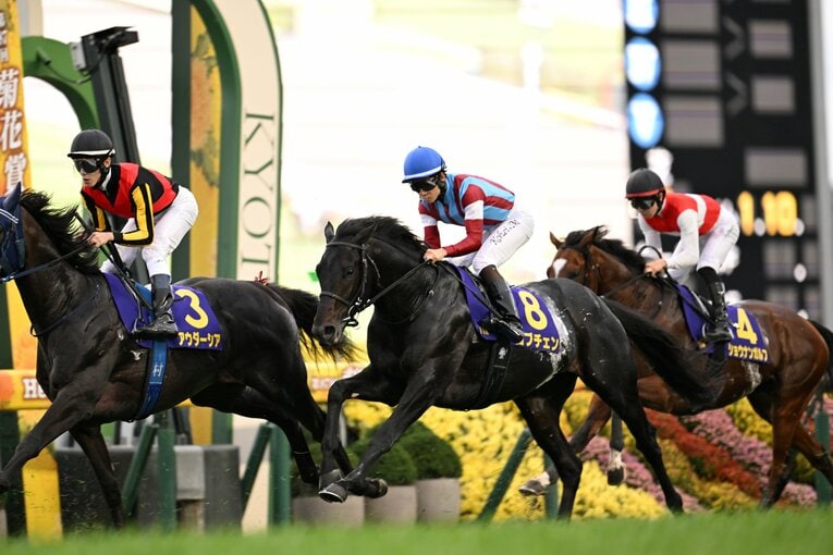 菊花賞の1周目。出遅れたロブチェンは後方からのレースに　©Keiji Ishikawa