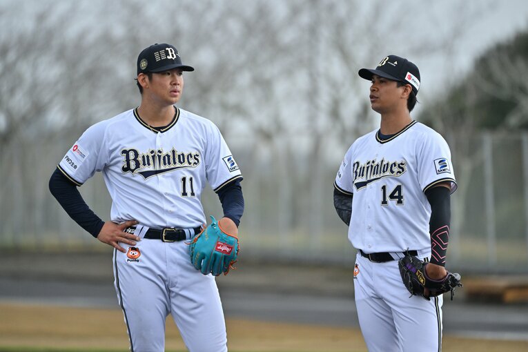 ブレーク２年目となる今春のキャンプで練習に取り組む山下　©Hideki Sugiyama