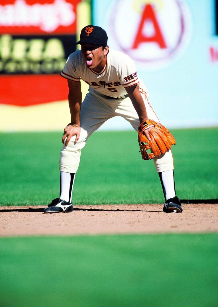 1988年撮影、現役時代の岡崎郁。グアムのキャンプで　©Makoto Kenmizaki