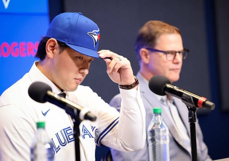 4年6000万ドルでブルージェイズと契約した岡本和真（2026年1月）　©︎Richard Lautens/Toronto Star via Getty Images