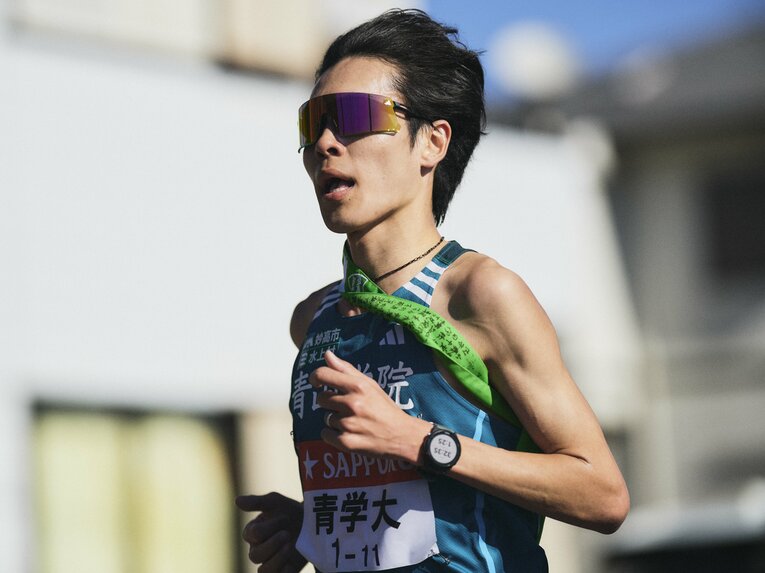 青学大のエース格・太田蒼生は補欠登録の「11番」から当日変更で4区に投入されてきたが、これは予想通り　©Yuki Suenaga