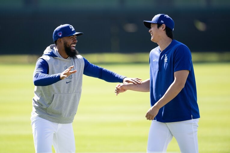 ドジャースの選手・テオとニコニコ　©Nanae Suzuki