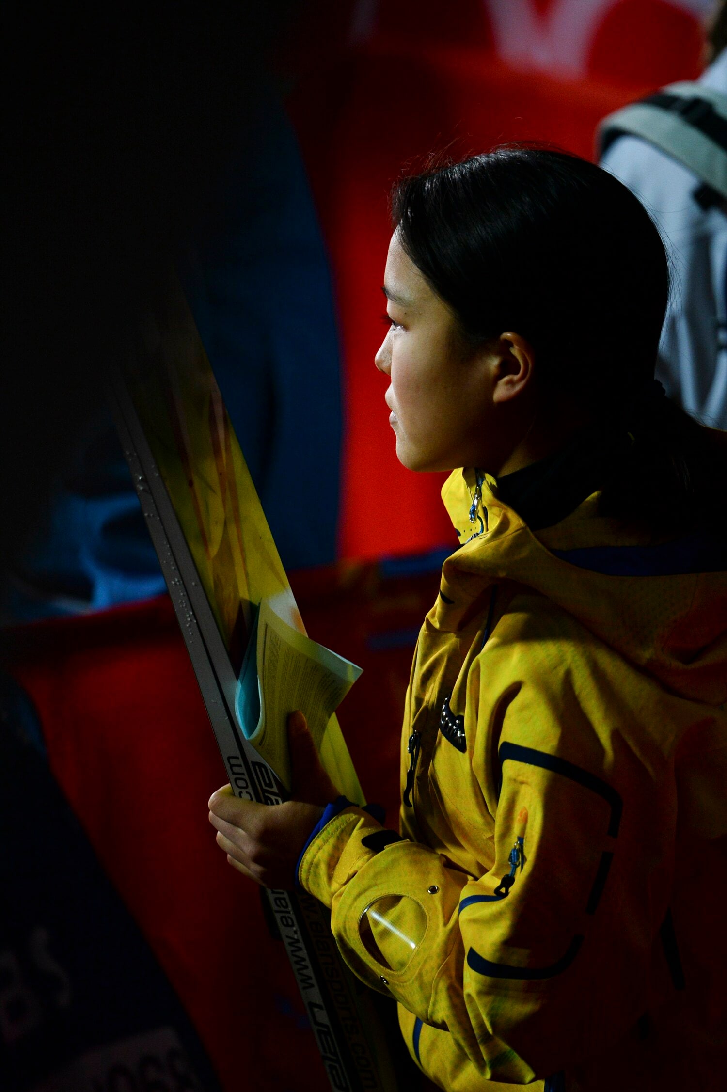 ソチ五輪で取材に応じる高梨 ©Asami Enomoto/JMPA