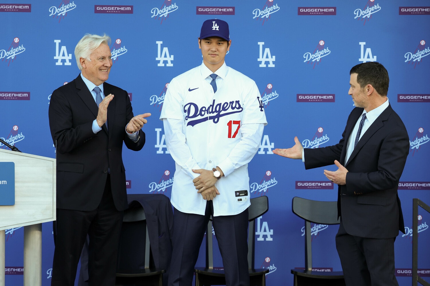 10年総額7億ドル（1040億円）のメジャー史上最高額でドジャースと契約を交わした大谷　©︎Getty Images