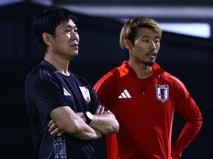 森保一監督と守田英正（2024年11月撮影）
