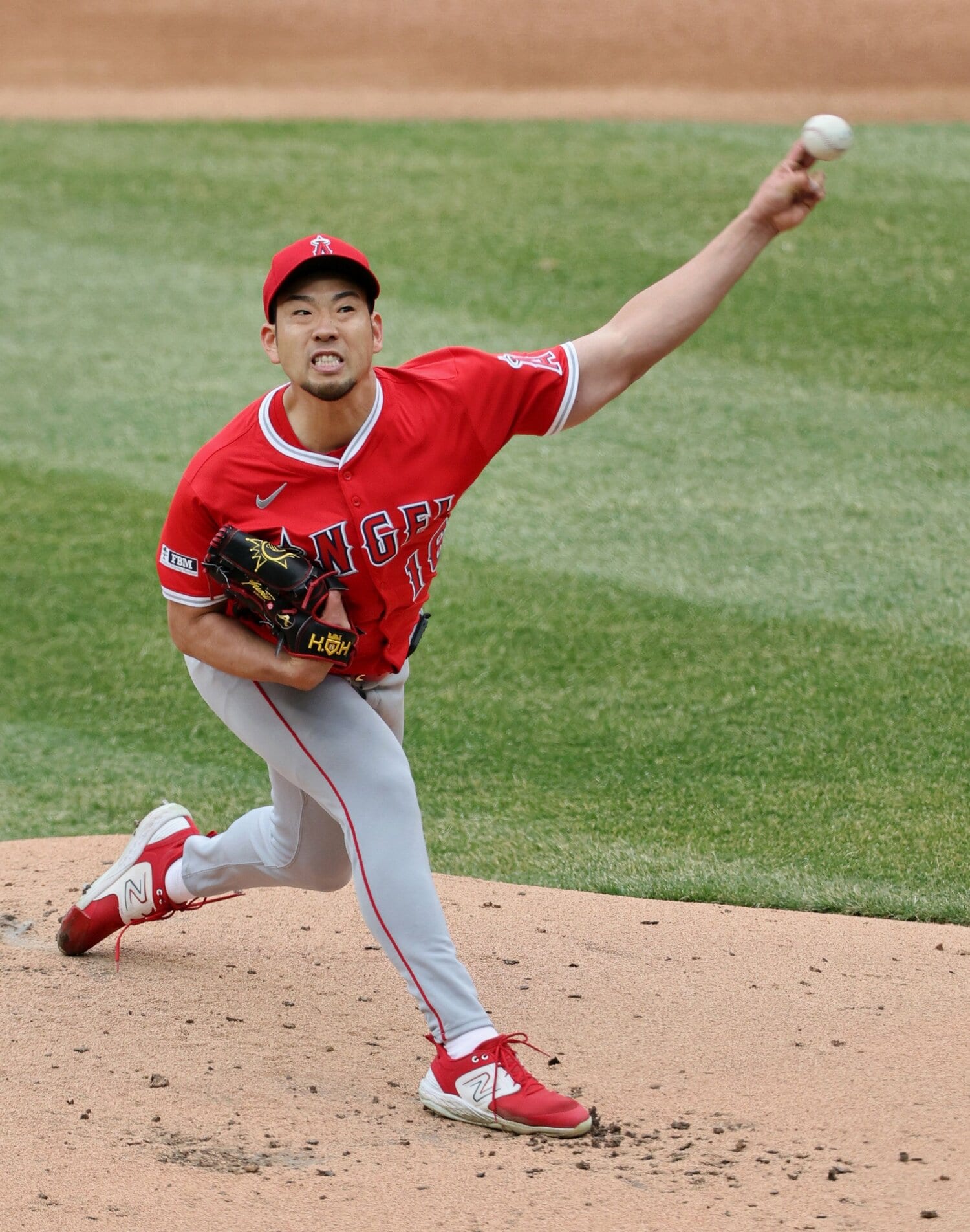 今季からエンゼルスに加入した菊池。3度の登板でまだ初勝利には恵まれてはいないが、好投を見せている　©JIJI PRESS