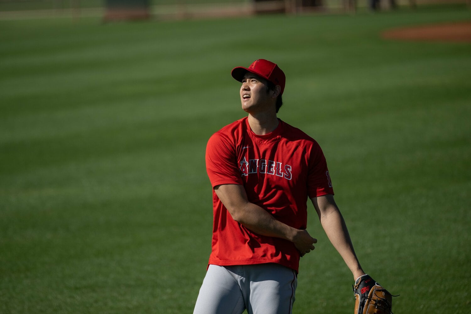 2月下旬、エンゼルスのキャンプ地アリゾナでのトレーニングの様子　©Nanae Suzuki