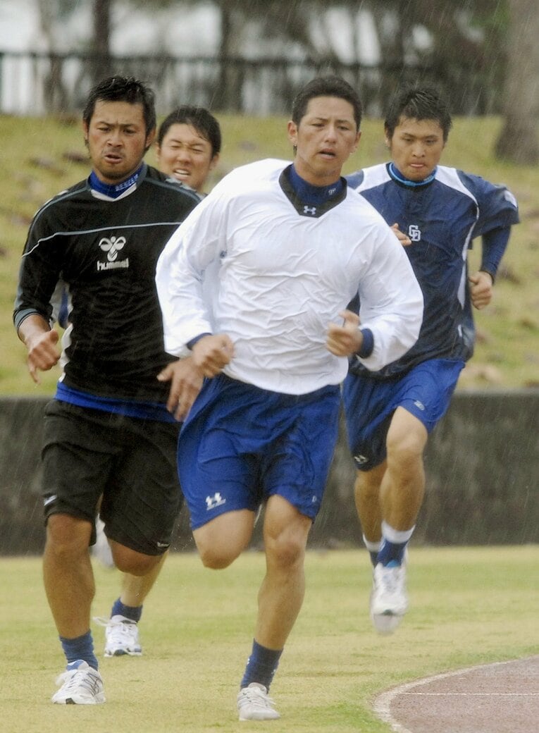 2007年キャンプで走り込む中里　©︎KYODO