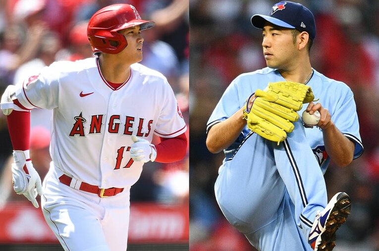 今季初対決では、大谷を3打数無安打に抑えたブルージェイズの菊池雄星 ／ photograph by Getty Images