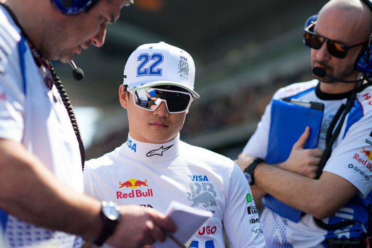 今季序盤2戦にRBで出走し、明るい表情を見せることが多かった角田　©Getty Images / Red Bull Content Pool