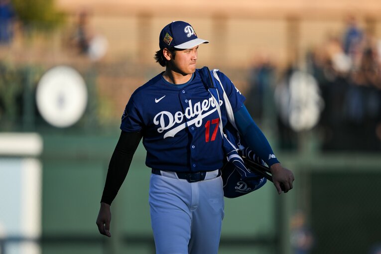 【Number現地撮影：大谷翔平の愛される日々】ドジャース再合流後の試合での大谷（写真は右に続きます）　©Nanae Suzuki