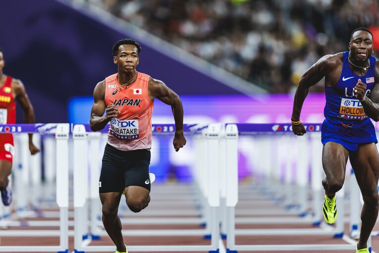 【東京世界陸上】110mハードル予選を走る村竹ラシッド（JAL）　©Kiichi Matsumoto