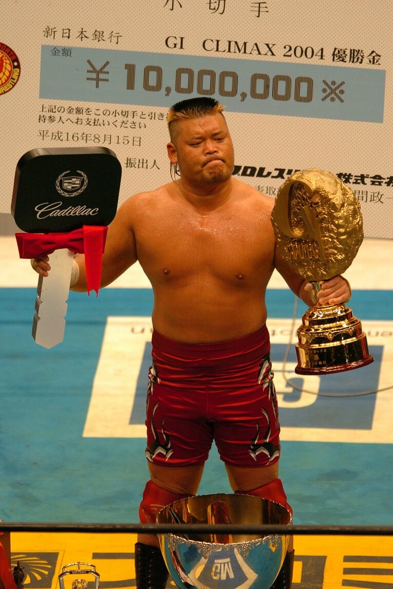 『G1 CLIMAX』2連覇を果たした天山広吉。2004年8月15日、両国国技館　©Masashi Hara