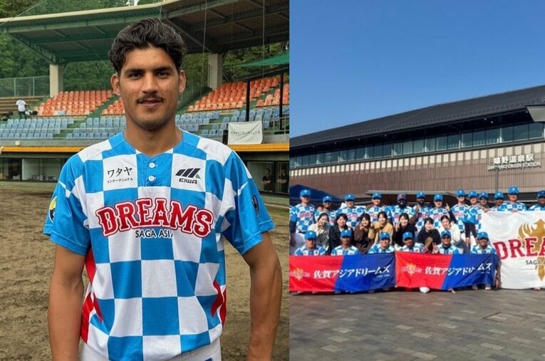 NPB球団も密かに視察しているという佐賀アジアドリームズのエース候補ムシャラフ・カーン投手（左） ／ photograph by Yasushi Washida