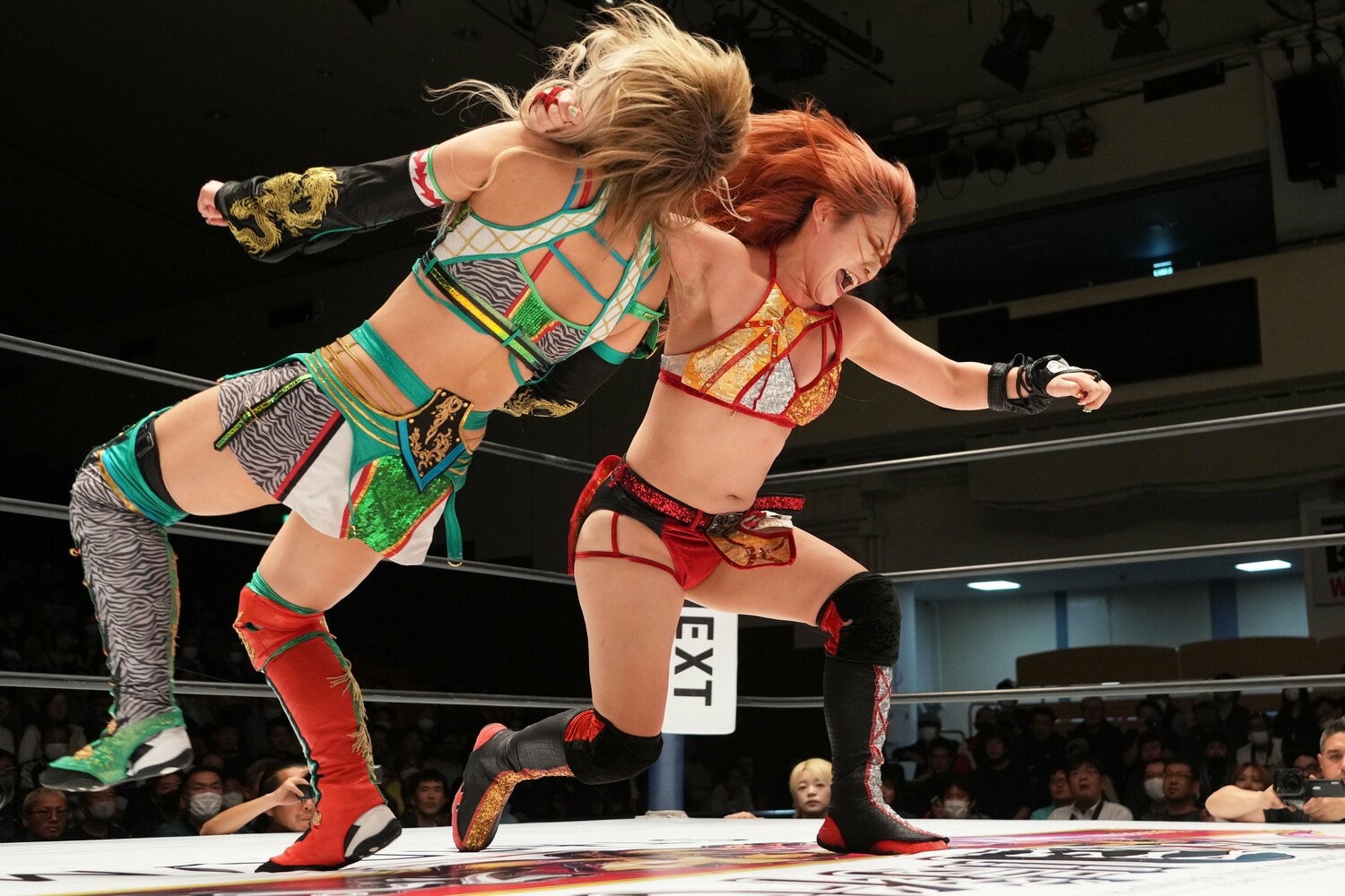 11月28日の後楽園大会で壮麗亜美に強烈なラリアット　©Essei Hara