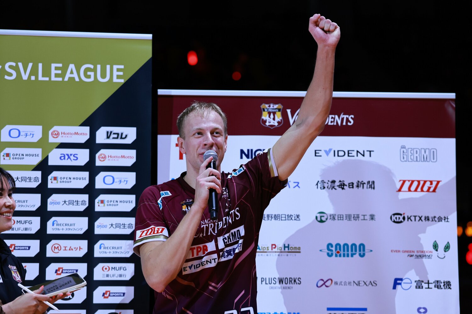 VC長野で存在感を発揮するオスカー・マドセン（25歳）。チームを鼓舞する姿も印象的なアウトサイドヒッターだ　©︎SV.LEAGUE