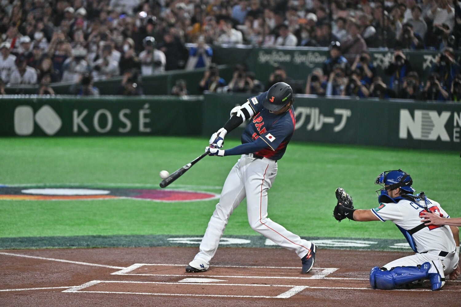 満塁弾に埋もれがちだが、大谷の台湾戦第1打席でマークした「188km」の打球速度も破格だった　©Hideki Sugiyama