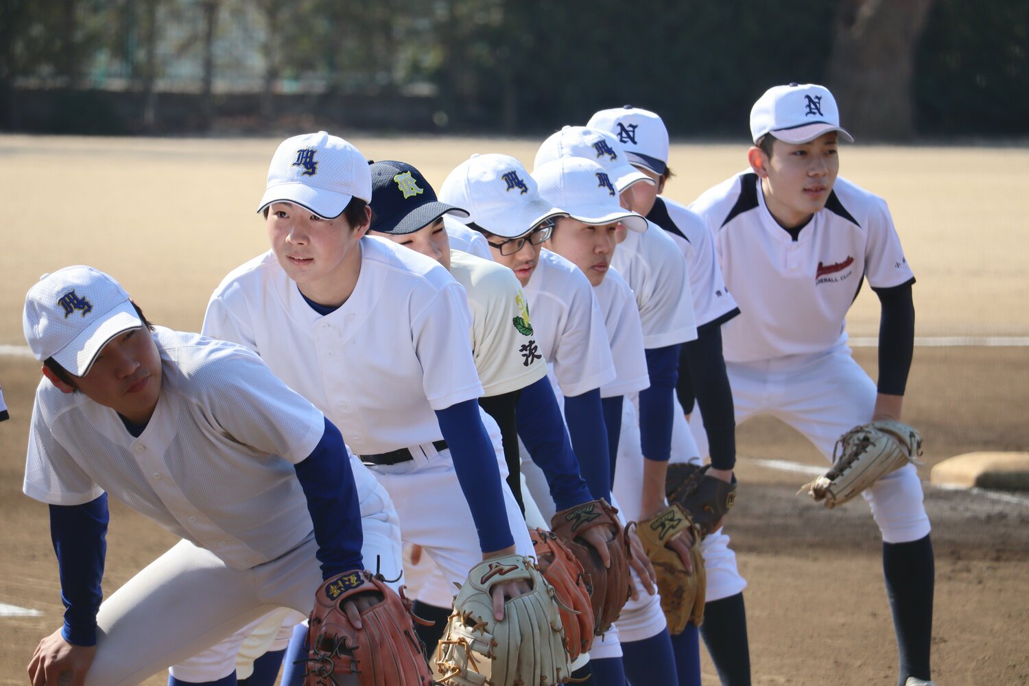 水戸三を含む合同チームの選手たち（2025年3月、土浦工業との練習試合） ©Yuki Kashimoto