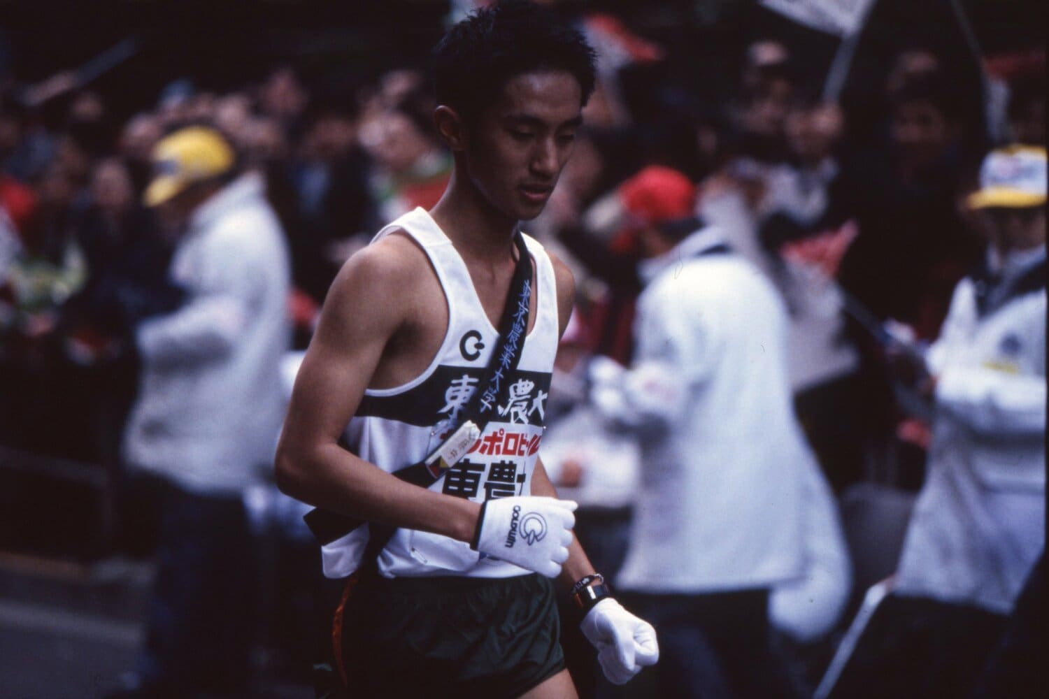 順位を守ってゴールした96年当時の筆者。確かに、ちょっとほっとした表情？　©Koji Asakura