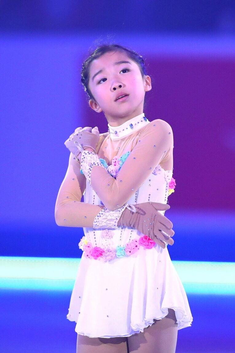 当時10歳の中井亜美 （2019年の世界国別対抗戦エキシビション）【スワイプするとそのほかの写真もご覧になれます】　©AFLO