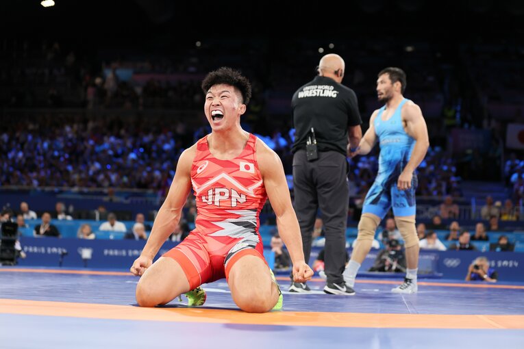 レスリング男子グレコローマンスタイル77kg級で金メダルを獲得した日下尚　©Kaoru Watanabe/JMPA