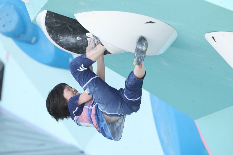 スポーツクライミング女子複合決勝の森秋彩　©Tetsuya Higashikawa/JMPA