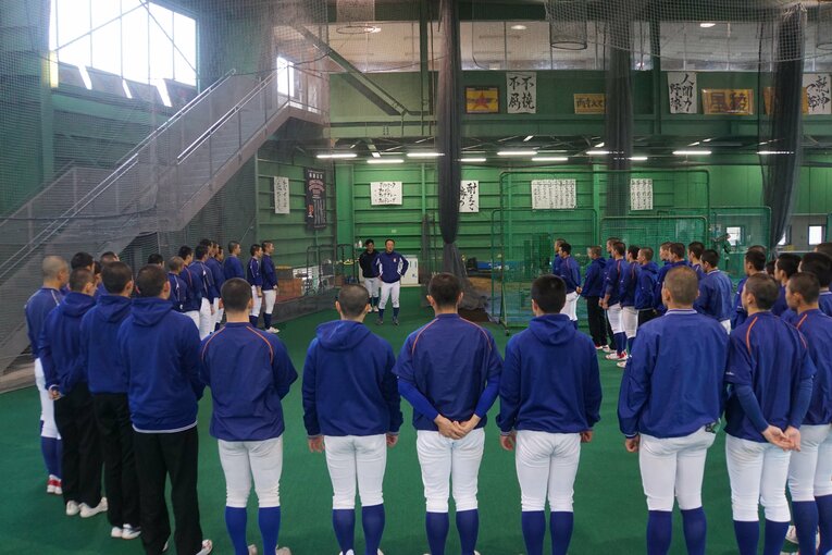 星稜の室内練習場　©Kei Nakamura