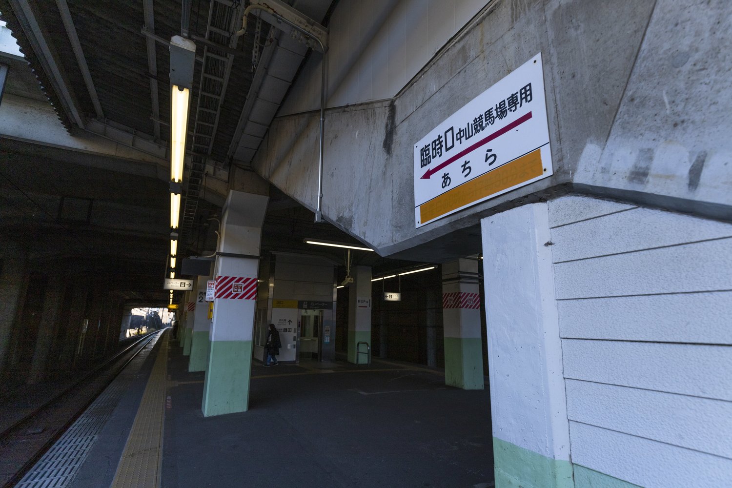 国鉄感のある「(競馬場は)あちら」のカンバン