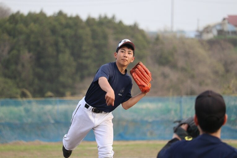【加美農野球部とは？】中学時代は卓球部で高校から野球を始めた佐藤永遠。3年生になってランニングホームランも放った ©Yuki Kashimoto