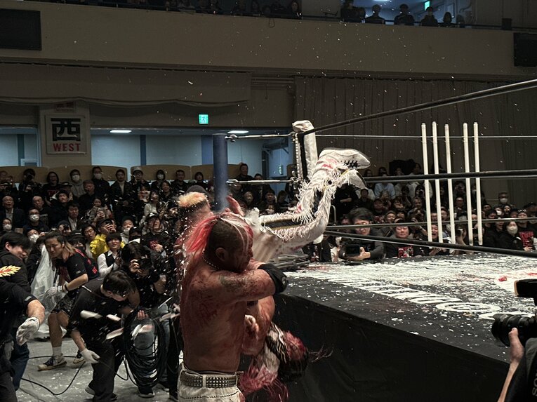 スワイプすると「エル・デスペラードvs葛西純」など激闘写真をご覧になれます　©Norihiro Hashimoto