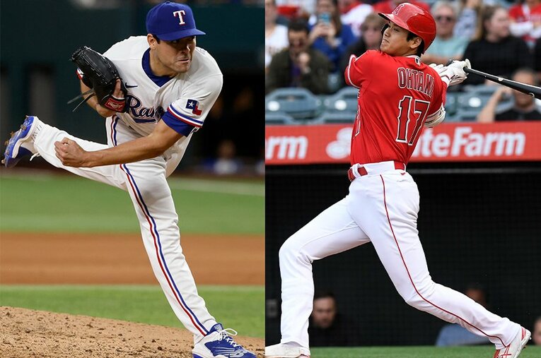 5月17日に対戦したエンゼルスの打者・大谷翔平とレンジャースの左腕・ムーア。元ソフトバンクの名投手は大谷をどう評価しているのか？ ／ photograph by Getty Images