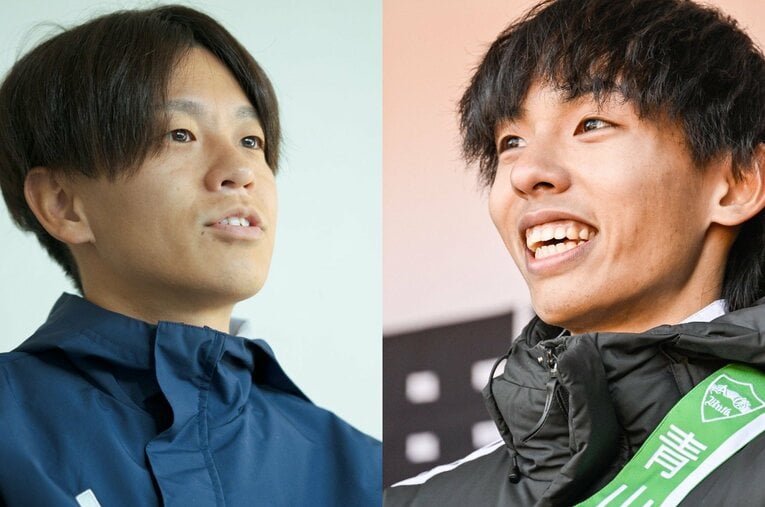 神野大地（左）が黒田朝日（右）の山での走りで着目したのが、その足元だったという。神だけが知る、神の驚異的な新記録の秘密とは ／ photograph by Ichisei Hiramatsu(L)/Nanae Suzuki(R)