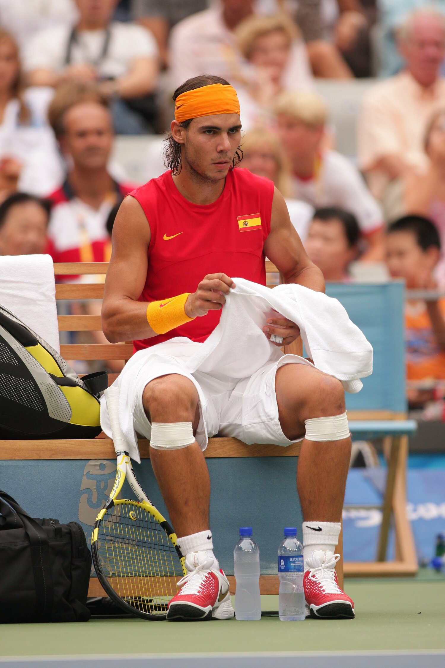 2008年北京五輪。ラケットの扱いからタオルのたたみ方、ドリンクの置き方、サーブ前のルーティンまですべてが丁寧な選手だった　©JMPA