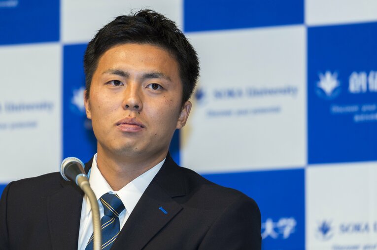 ソフトバンク1位指名時の田中正義　©Sports Graphic Number