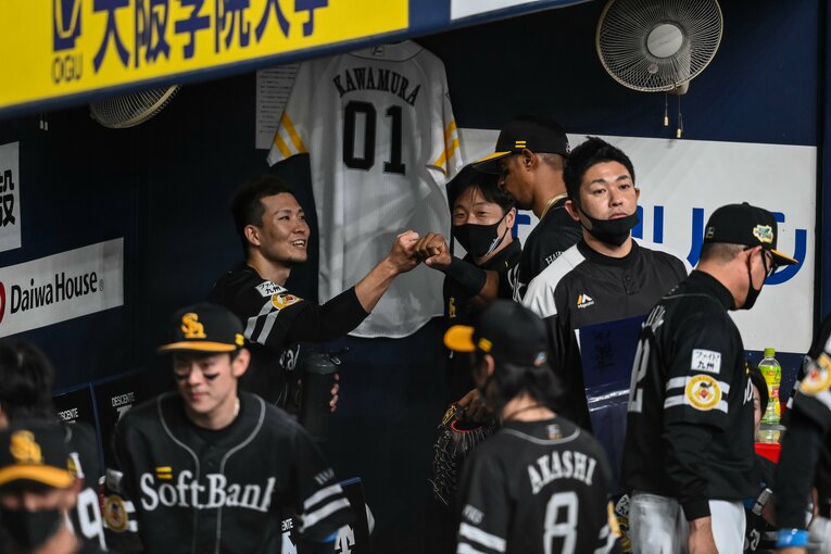 第1戦、7回まで好投し、役割を果たした千賀。その後はモイネロと森が抑えた©Nanae Suzuki