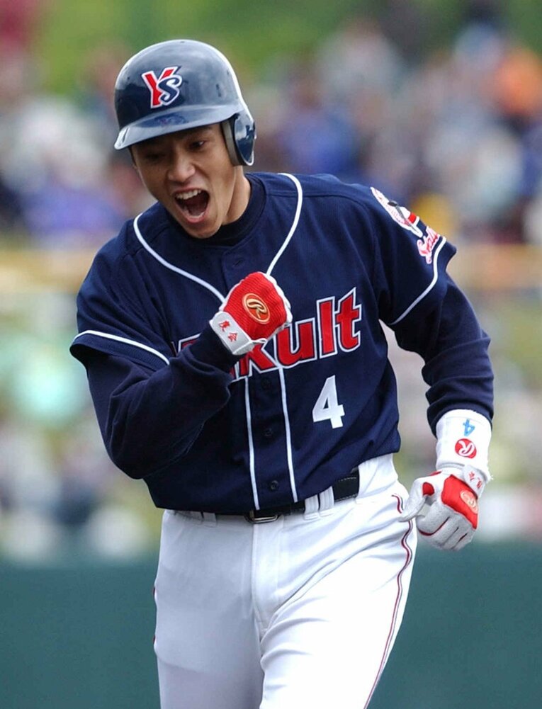 「日本一のムードメーカー」だった現役時代の度会さん　©︎SANKEI SHIMBUN