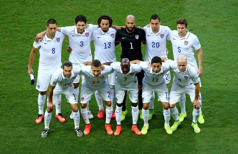 2014年W杯でMFクリント・デンプシー（後列左）らを擁してベスト16に進出したアメリカ代表　©Getty Images