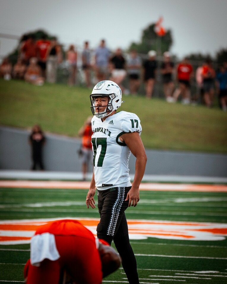 編入2年目からはハワイ大チームの正キッカーとして活躍している松澤／本人提供