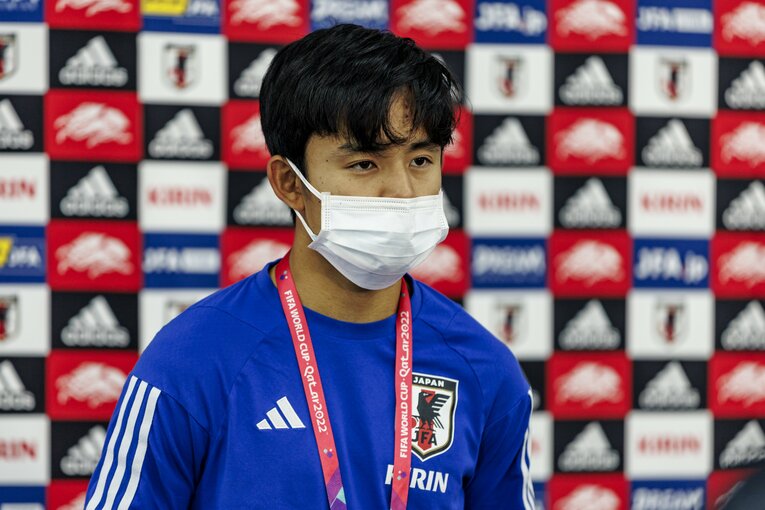 クロアチア戦一夜明け会見。高熱で欠場した久保建英　©Kiichi Matsumoto／JMPA