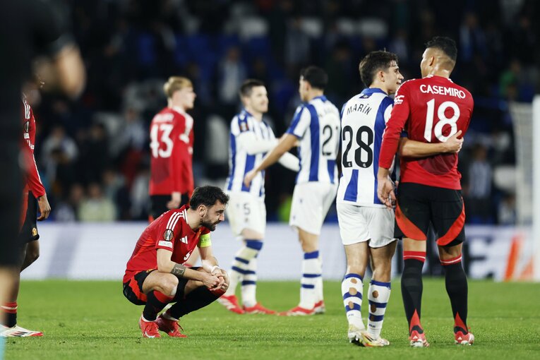 マンUのキーマン、ブルーノ・フェルナンデスも疲労を隠せず　©Daisuke Nakashima