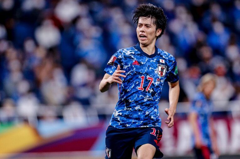 10月12日の日本vsオーストラリアにて、抜群の存在感を発揮したMF田中碧 ／ photograph by JMPA