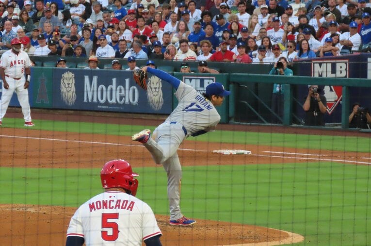 エンゼルス戦での大谷　©NumberWeb