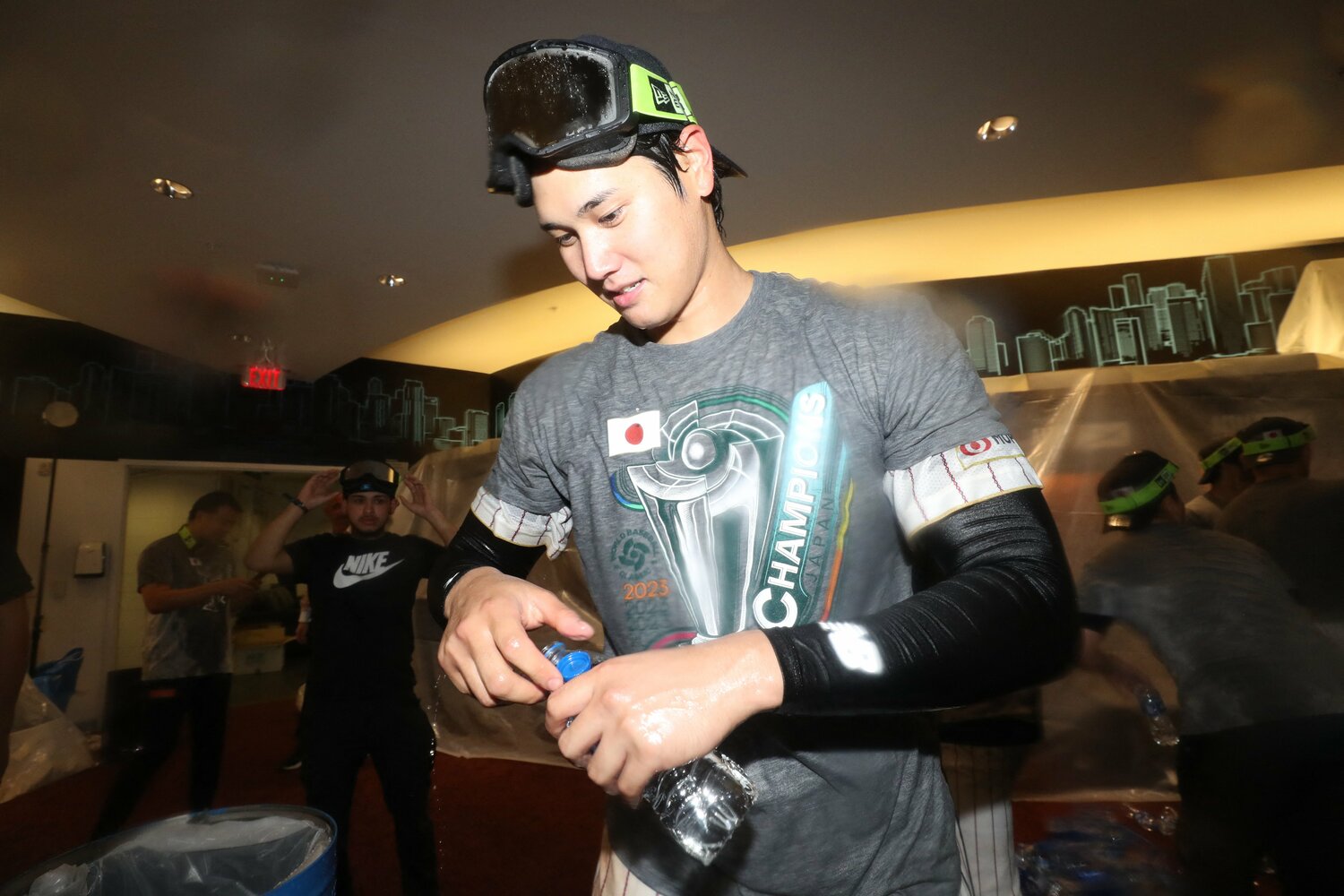 シャンパンファイトに酔いしれる大谷翔平　©︎USA TODAY Sports/Reuters/AFLO