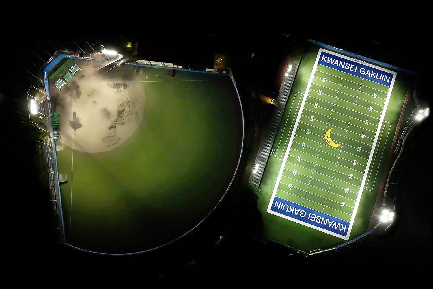 関西学院大学第3フィールド：兵庫県西宮市・西宮上ヶ原キャンパス敷地内の体育施設で、多くのプロ野球選手を輩出する硬式野球部とアメリカンフットボール学生日本一史上最多を誇るファイターズのグラウンドが隣接する　©Panasonic