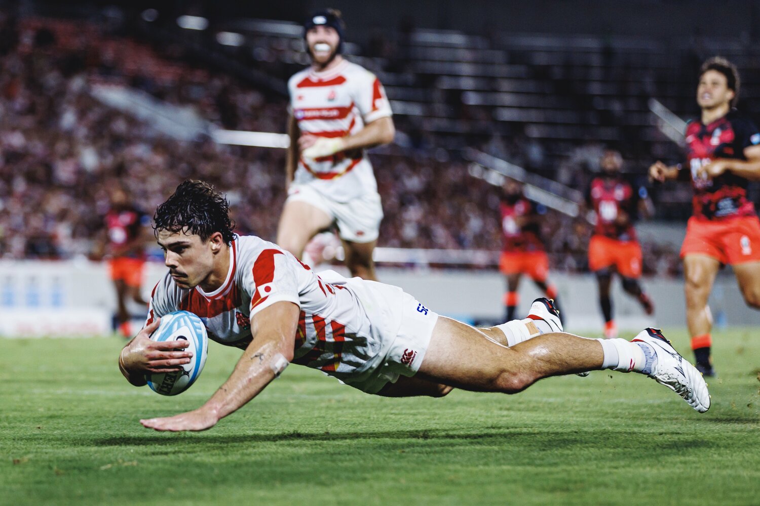 パシフィックネーションズカップ全試合でトライを奪ったCTBディラン・ライリー（27歳）　©︎Kiichi Matsumoto