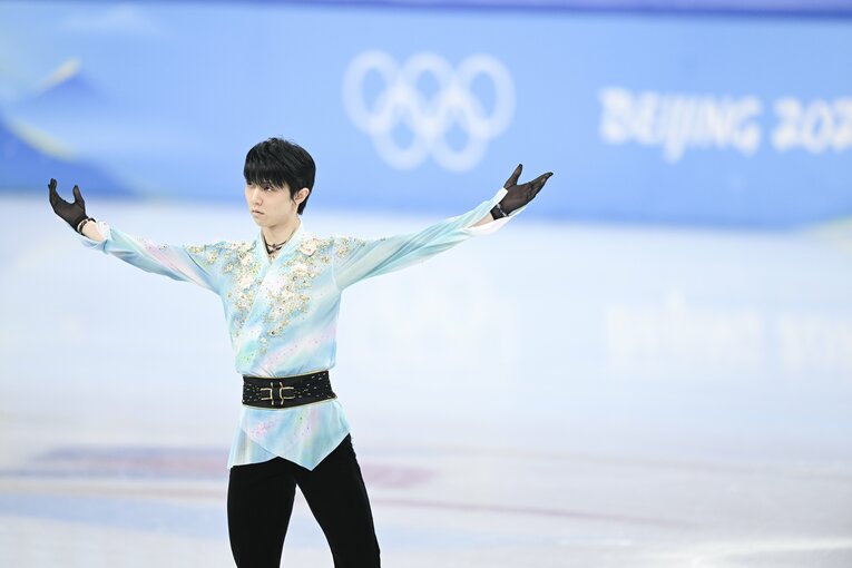北京五輪フリーの羽生結弦の演技　©Asami Enomoto／JMPA