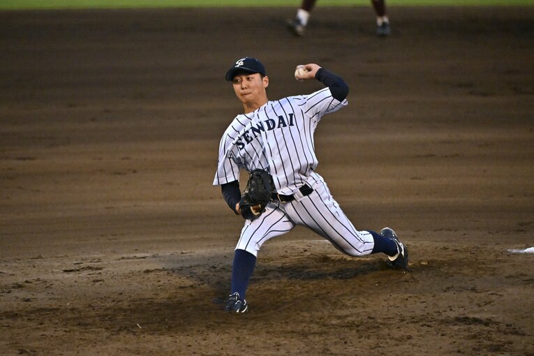 侍ジャパン大学生代表の選考合宿でも好投した渡邉　©Hideki Sugiyama